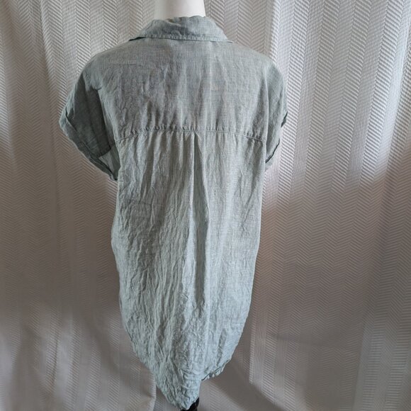 Rachel Zoe 100% Linen Short Sleeve Shirt Light Blue Button-down Collar Medium - Picture 4 of 10